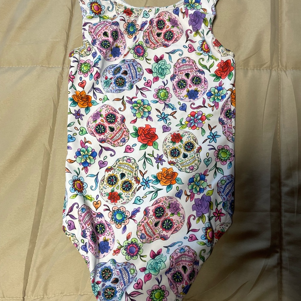 Skull and Flower gymnastics/dance leotard